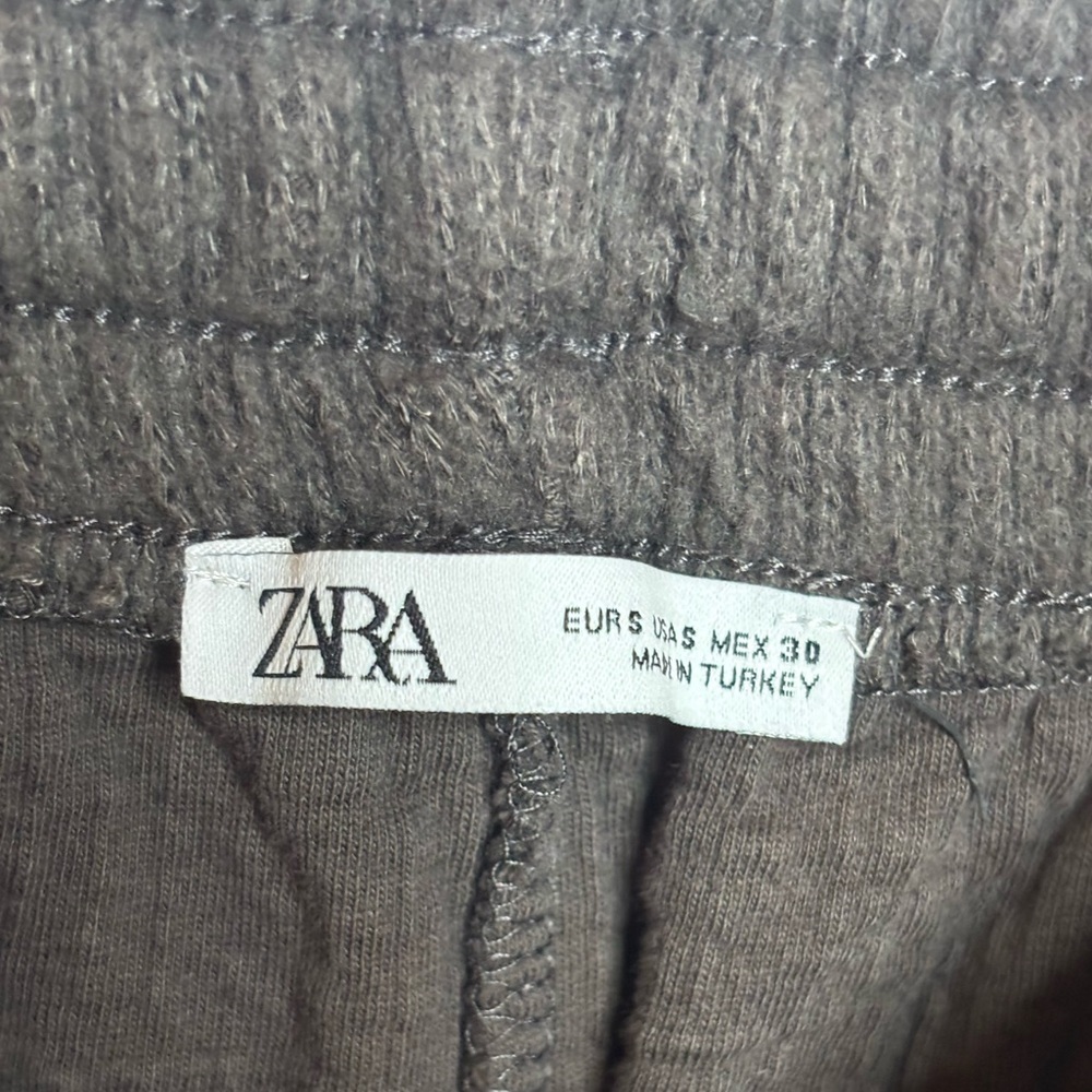 NWOT ZARA Ribbed soft Casual Brown Wide-Leg Pants pullon size S - Picture 3 of 9